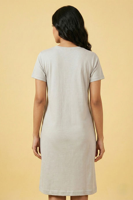 Zivame Turtle Print Knit Cotton Mid Length Nightdress - Ultimate Gray — image 2